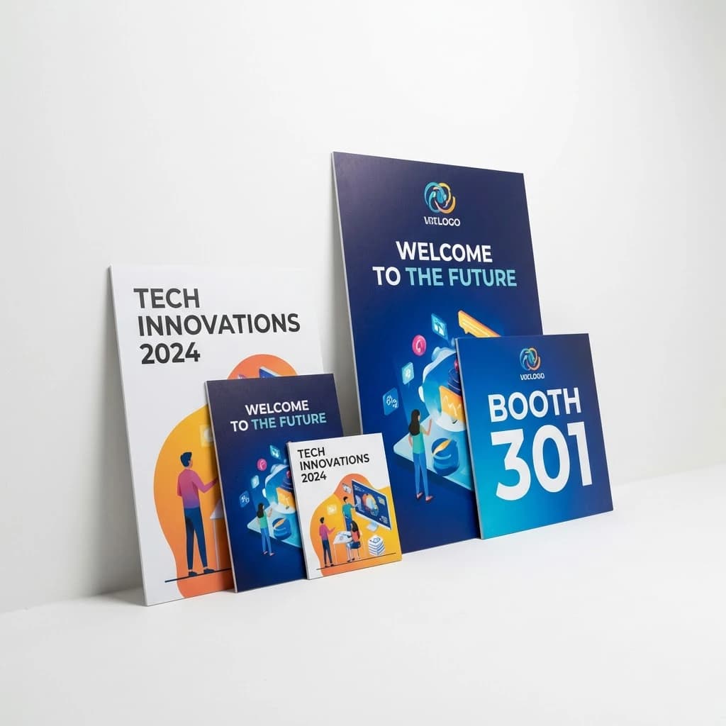 Custom printed foam board signs with full color graphics for event and tradeshow displays
